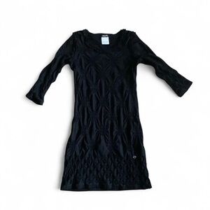 Vintage Chanel Stretchy 3/4 Sleeve Black mini Dress